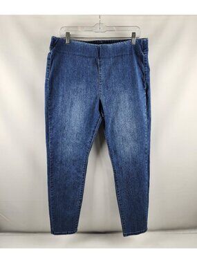 Soft Surroundings Jeans Women Large Blue Ultimate Denim Pull On Slim Leg (32x27)